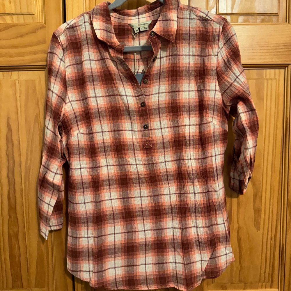 Royal Robbins Red and White Plaid Shirt